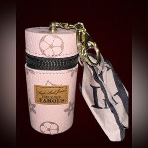 Pink keychain lipstick holder